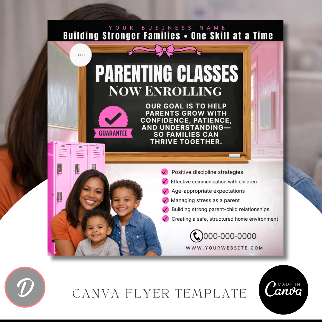 Parenting Class Flyer Template | Court Approved Parenting Classes | Family Education Program | Canva Editable Flyer (Copy)