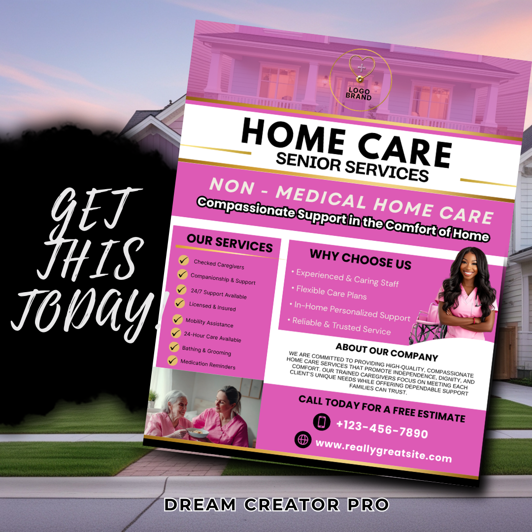 Home Care Service Flyer / DIY Home Care Service Flyer/ Canva Template 2026 / Medical Template / Medical flyer / Medical flyer Template / CNA