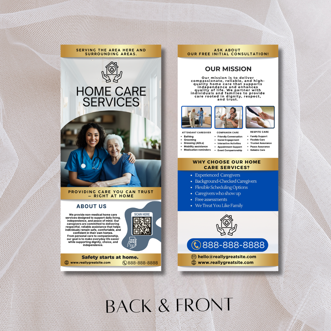 Home Care Service Rack Card / DIY Home Care Service Flyer/ Pink Home Care senior / Medical Template / Medical / Home Care / CNA / Printable (Copy)