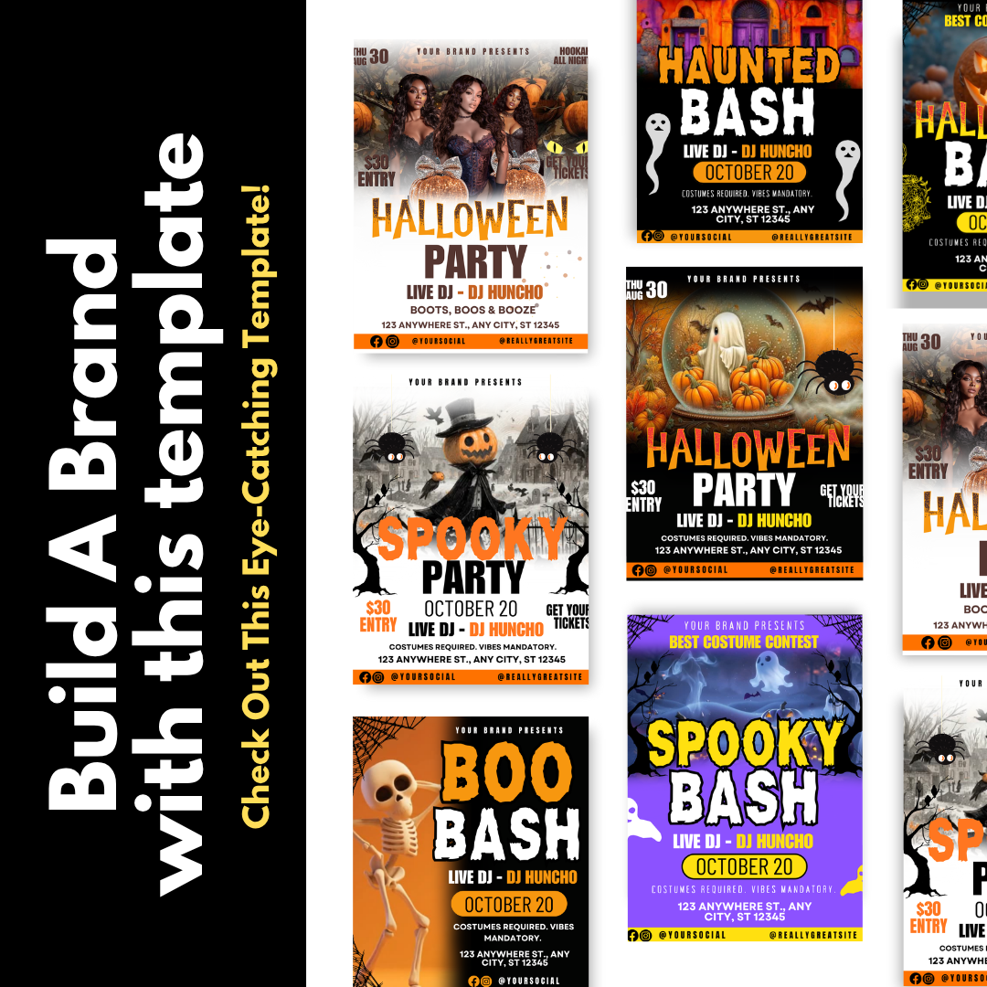 Animated Halloween Party Flyer Bundle | 7 Editable Canva Templates | 4:5 IG Size | Spooky Event, Costume Party, or Club Promo Animated Templates