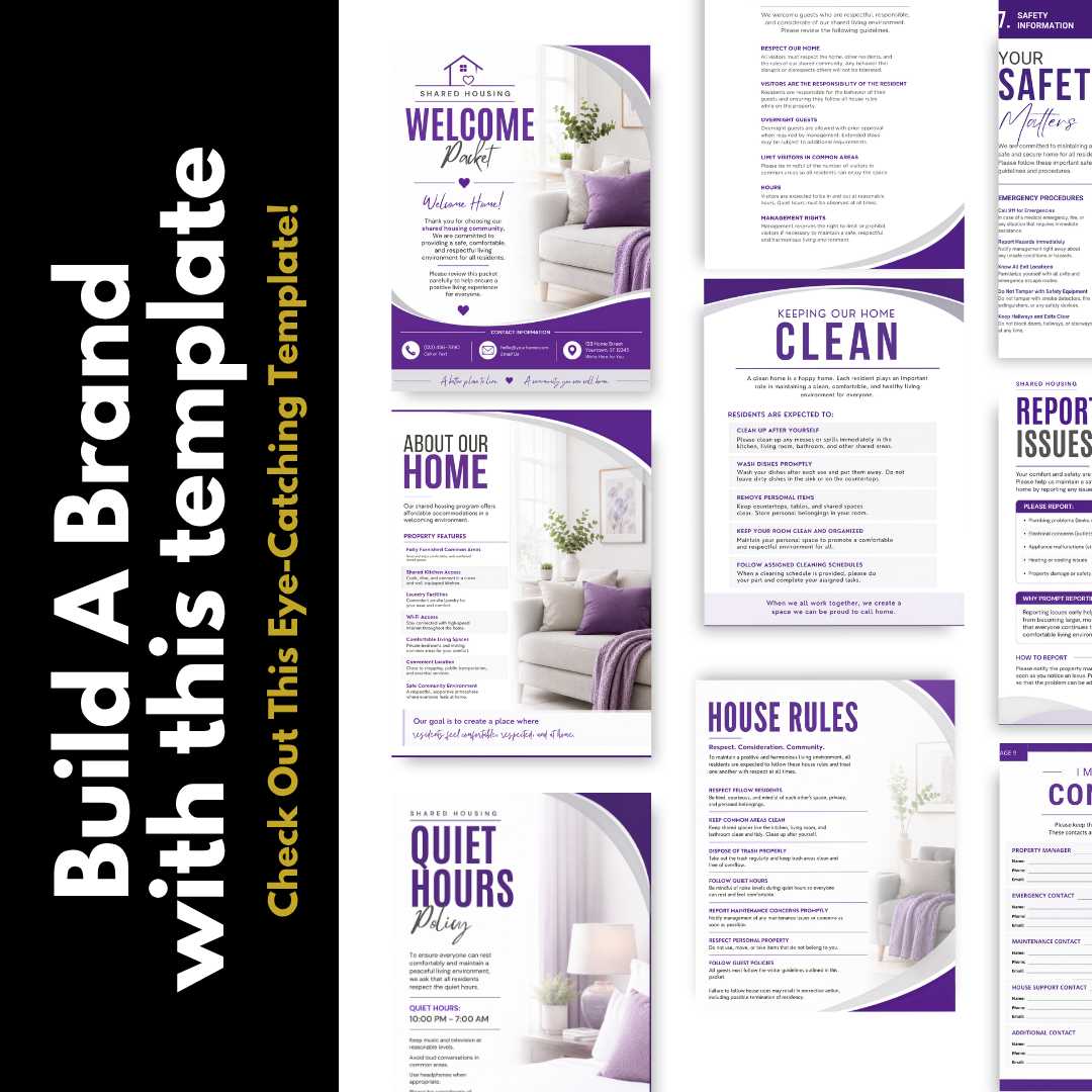 Shared Housing Welcome Packet Template Canva | Resident Handbook | Transitional Housing Forms | Group Home Welcome Guide | Housing Program