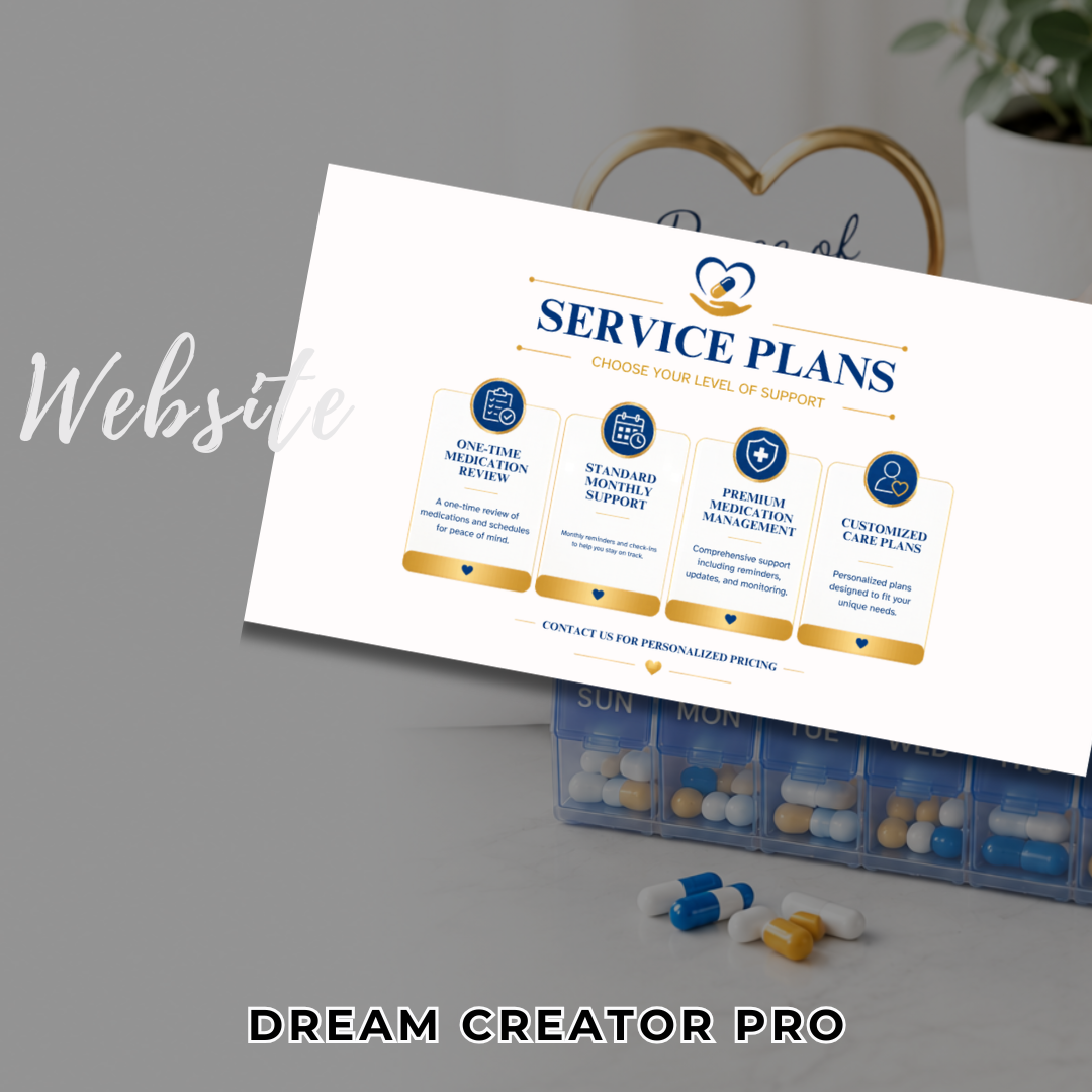 Medication Reminder Website Template | Healthcare Canva Website | Senior Wellness Website Design | Medication Management Landing Page