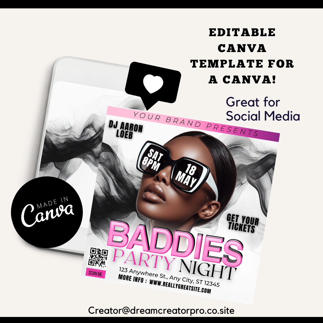 Lounge Party Flyer Template | Canva Editable Nightlife Flyer | Elegant Club Event Invitation | IG Post Digital / cocktail night / Baddies