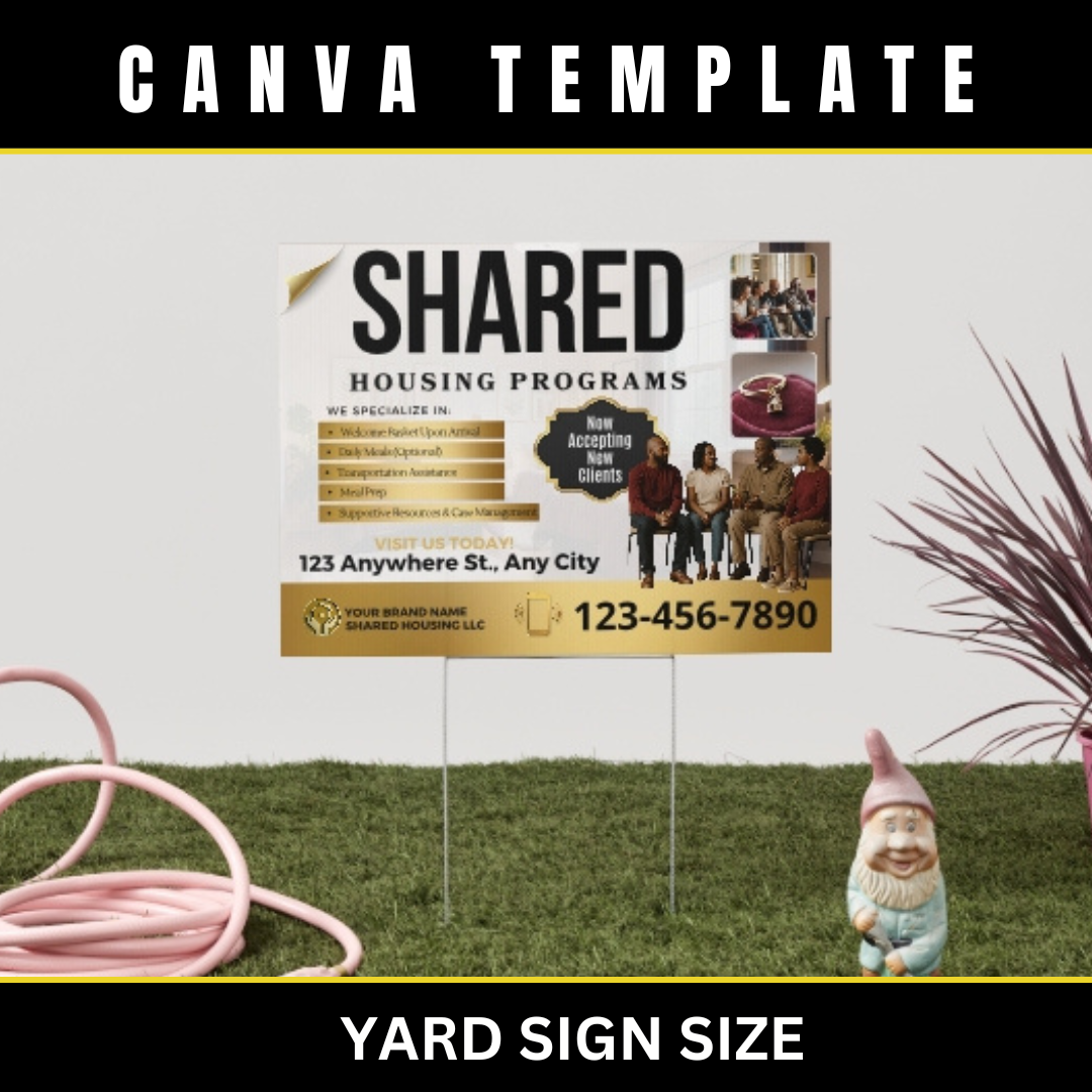 Shared Housing Canva Template Bundle | Reentry & Transitional Housing Marketing Kit | Flyers, Yard Sign, Rack Card, Brochure Banner Set