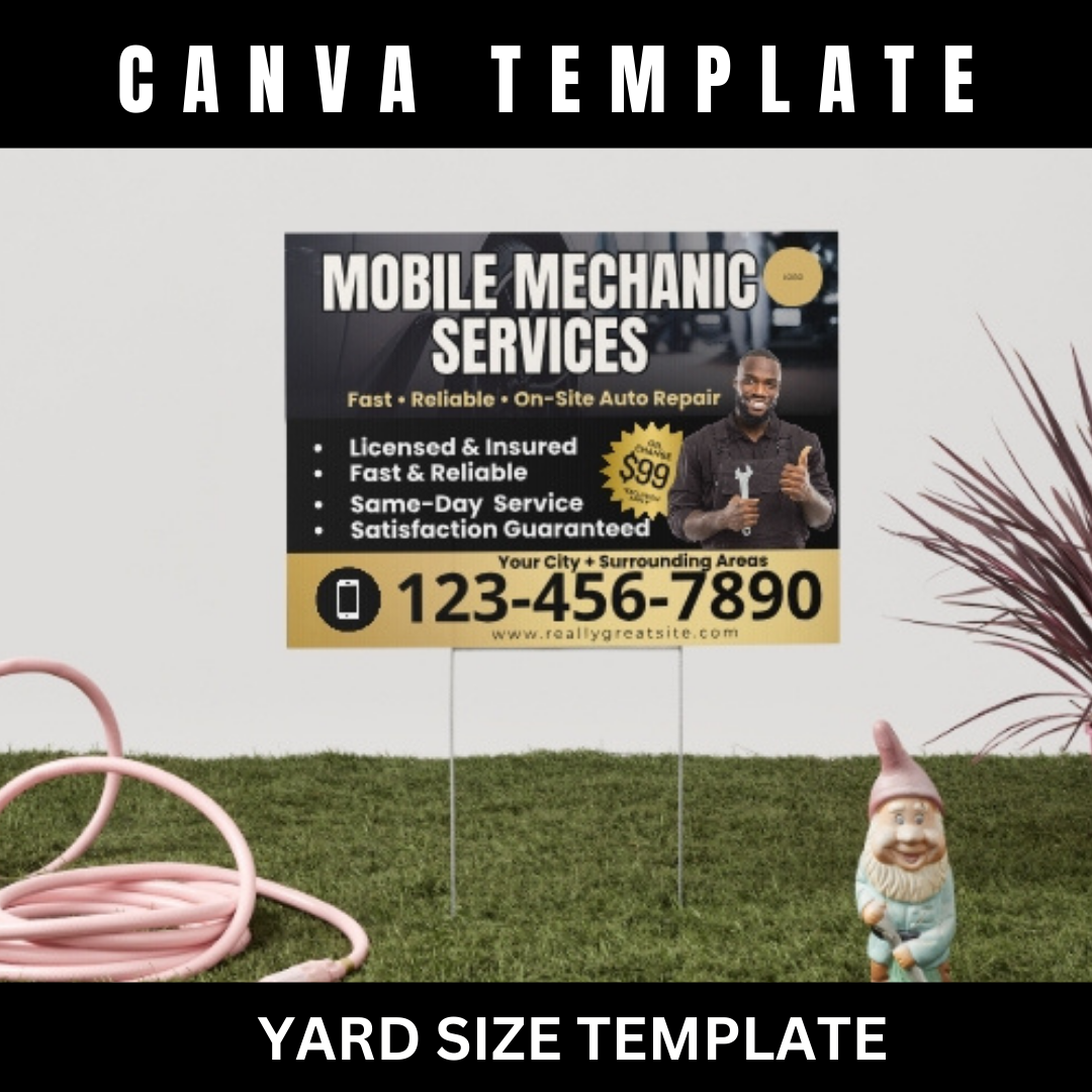 Mobile Mechanic Canva Template Bundle | Flyer Brochure Tear Off Flyer Business Card Rack Card Yard Sign Instagram Auto Repair Marketing Kit