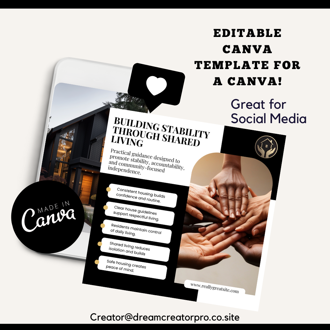 Shared Housing Flyer Template | Affordable Living Canva Flyer | Transitional Room Rental Ad | Editable Design / Bundle