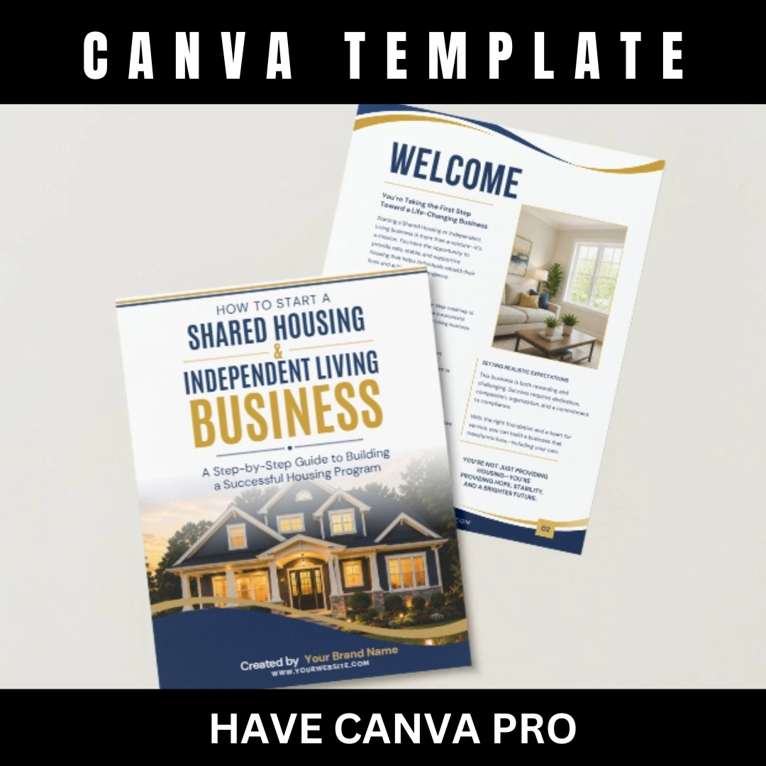How to Start a Shared Housing Business Canva eBook | Independent Living Guide | Transitional Housing Startup Workbook | ILF Business Course
