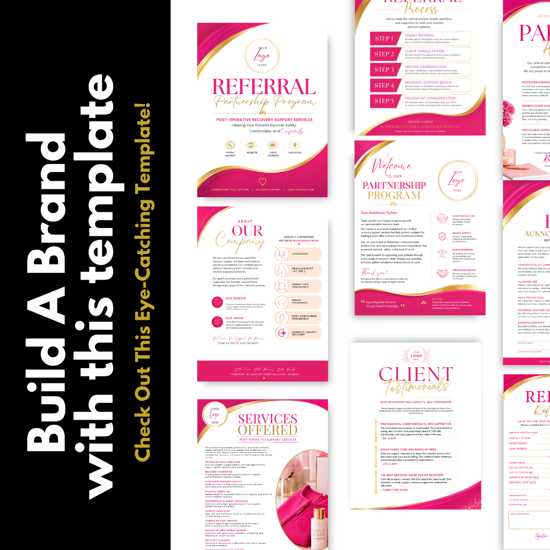 Post-Op Referral Partnership Proposal Template | Medical Spa Partnership Packet | Surgery Recovery Referral Proposal | Editable Canva