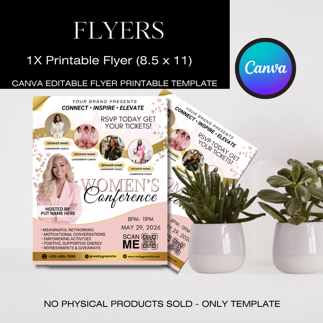 Womens Conference Canva Template Bundle | Flyer Rack Card Yard Sign Retractable Banner Instagram Church Event Marketing Kit