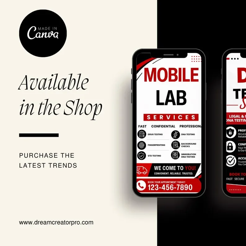 Mobile Lab Instagram Story Templates | Editable Healthcare Story Canva Bundle | Drug Testing DNA Fingerprinting Social Media Templates