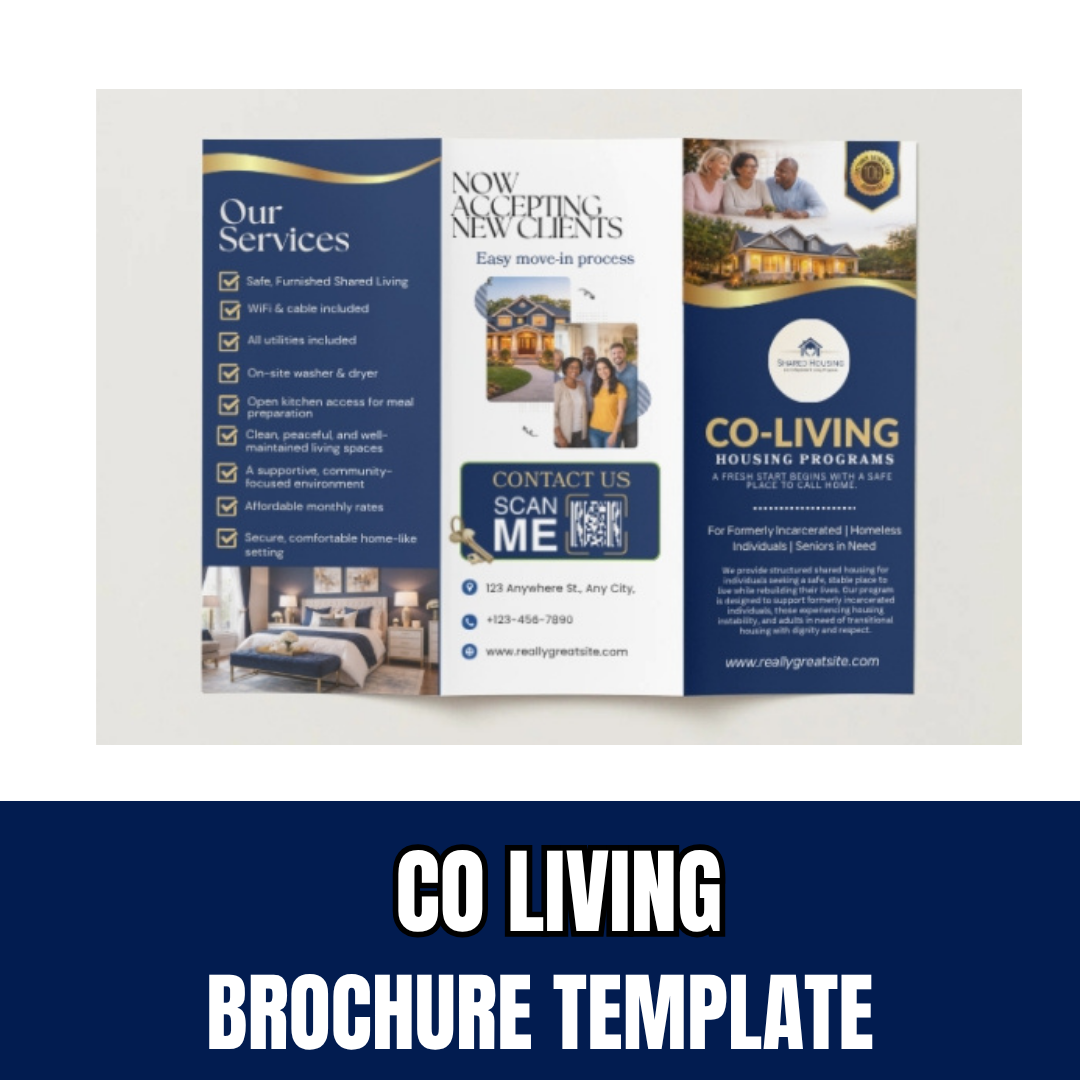 Transitional Housing Brochure Template Canva | Shared Housing Independent Living Marketing | Reentry (Copy)