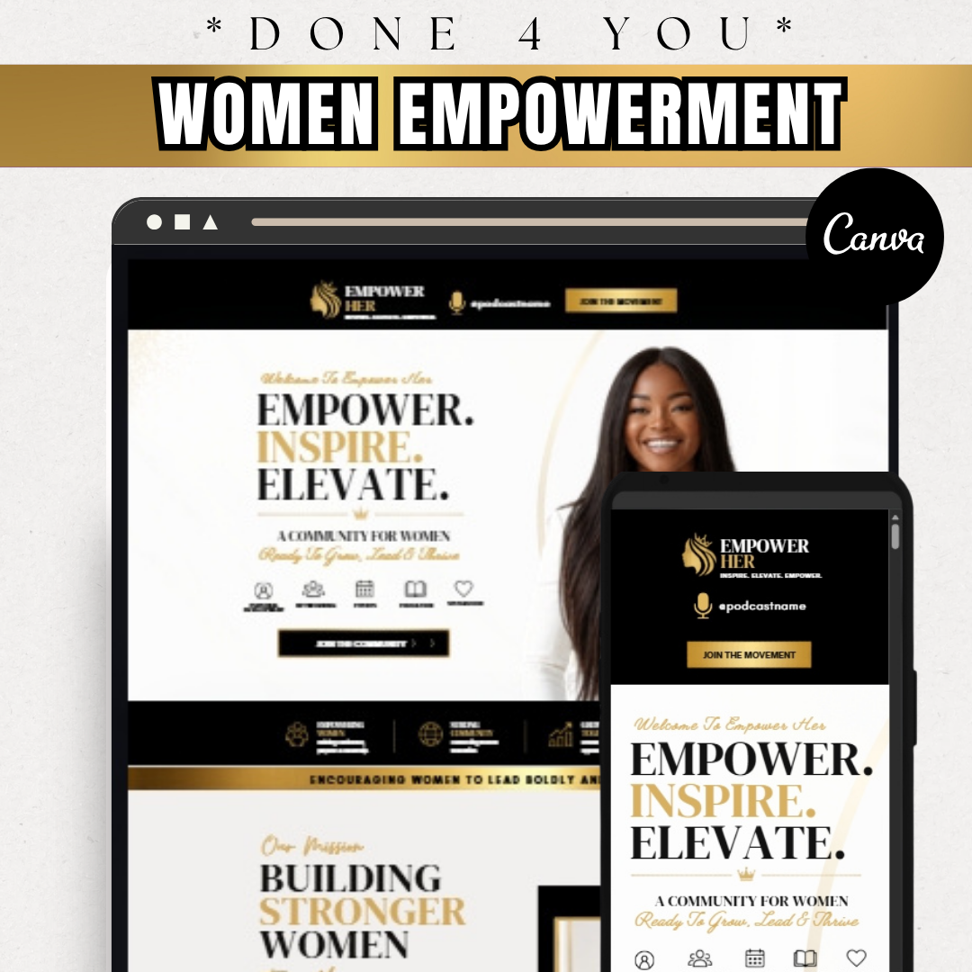 Women Empowerment Website Template | Women's Leadership Canva Website | Community Organization Website | Editable Canva Design