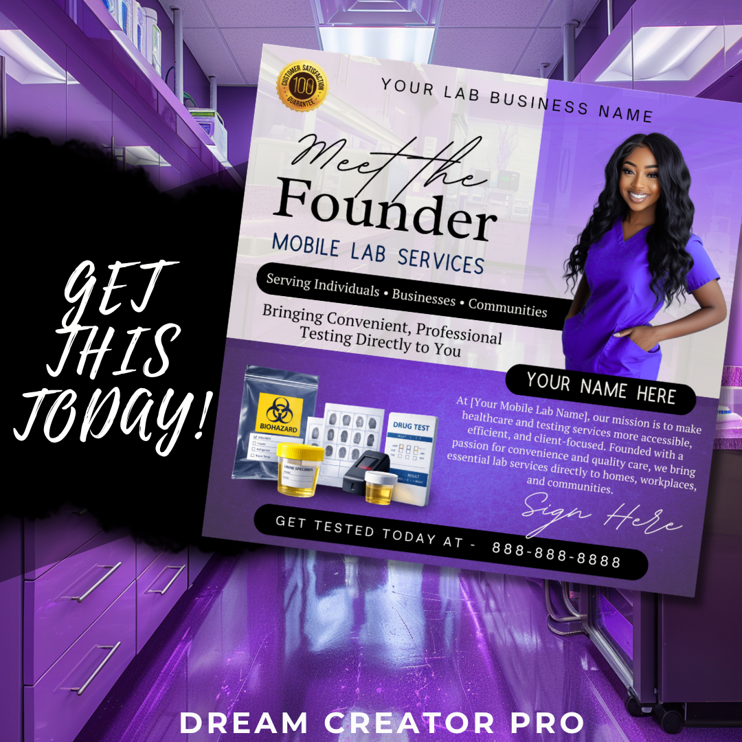 Mobile Lab Meet The Founder Service Flyer / DIY Medical Mobile Lab Service Flyer/ Mobile Lab Concierge / Meet The Ceo / Medical flyer (Copy)