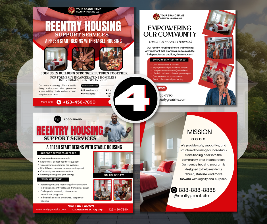 Reentry Program Canva Templates | Instagram Flyer Bundle | Editable Social Media for Nonprofits, Prisoner Support, Housing Services