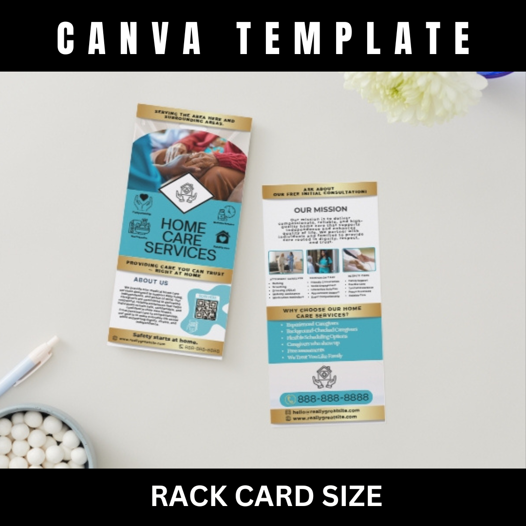 Home Care Service Rack Card / DIY Home Care Service Flyer/ Home Care senior / Medical Template / Medical / Home Care / CNA / Printable (Copy) (Copy)