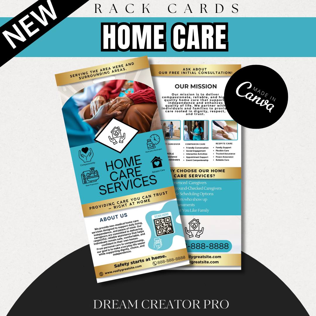 Home Care Service Rack Card / DIY Home Care Service Flyer/ Home Care senior / Medical Template / Medical / Home Care / CNA / Printable (Copy) (Copy)