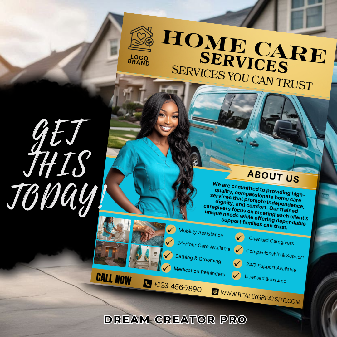 Home Care Service Flyer / DIY Home Care Service Flyer/ Canva Template 2026 / Medical Template / Medical flyer / Medical flyer Template / CNA