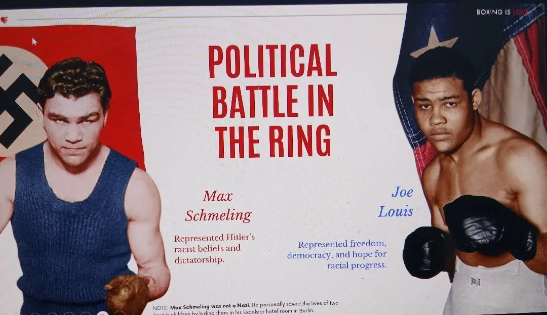 In our English lesson today, pupils explored the idea of racial superiority and division within society by studying the fight between Schmelling and Louis. 

The fight was more than 'just a fight'. Pupils explored racism, ideology, political terms su