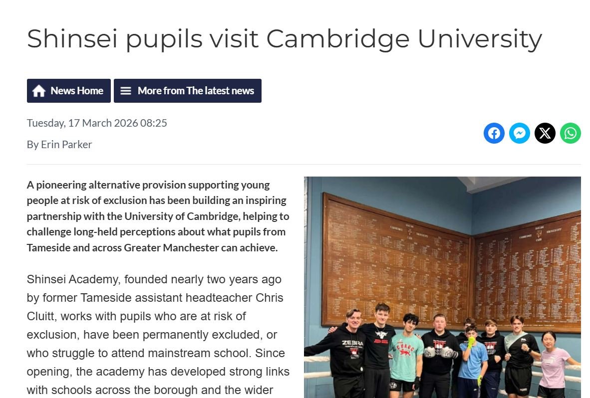https://www.notreallyheremedia.com/news/all-news/shinsei-pupils-visit-cambridge-university/

We are thrilled to have a story about us in our local papers - the story explores the rationale for taking pupils to Cambridge University. Spoiler: it's abou