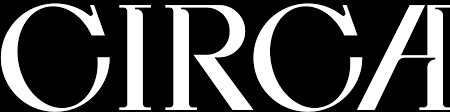 Close-up of a black background with the word 'CIRCA' in large white uppercase letters.