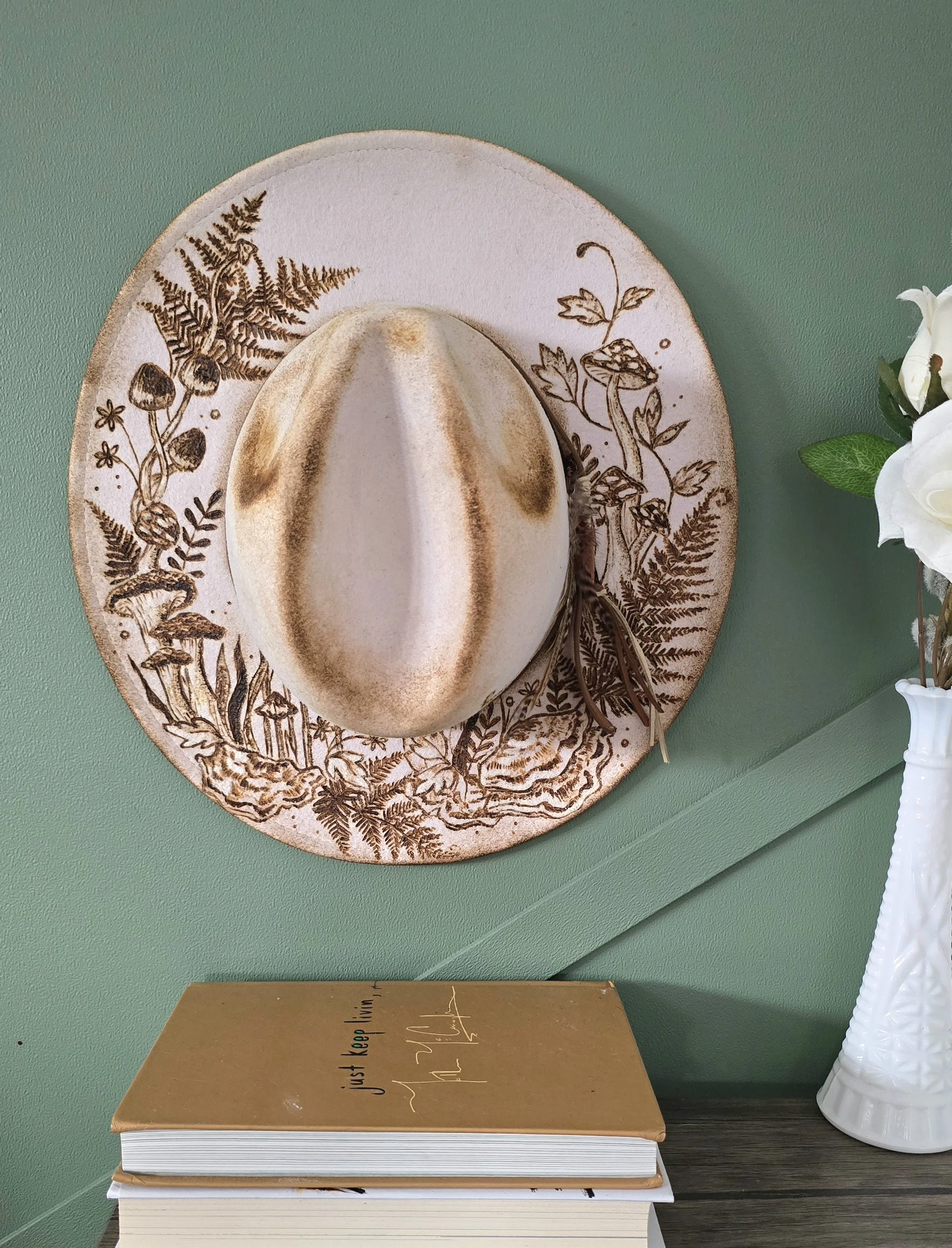 Forest Forage - Handburned Felt Rancher Hat