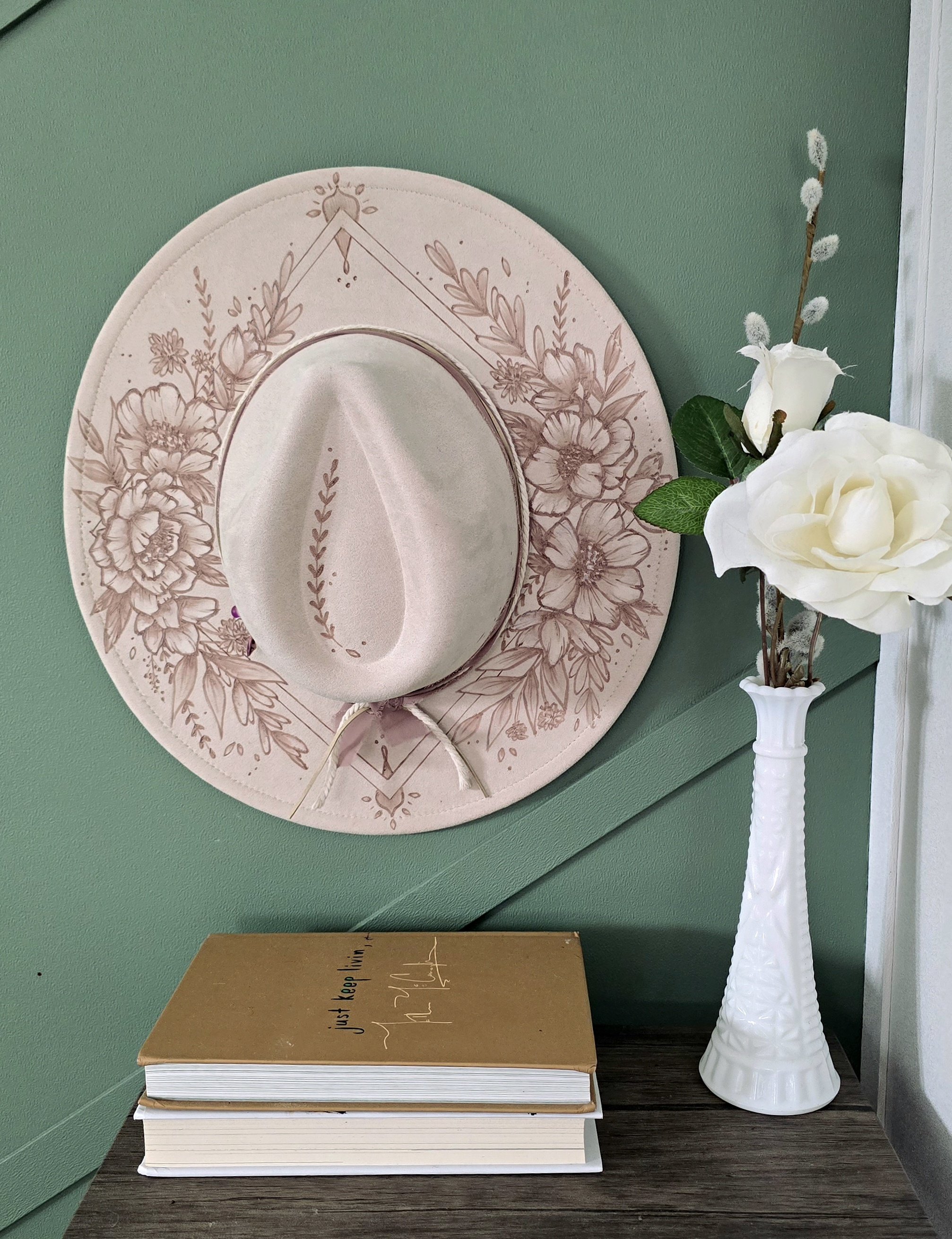 First Light - Handburned Vegan Suede Rancher Hat