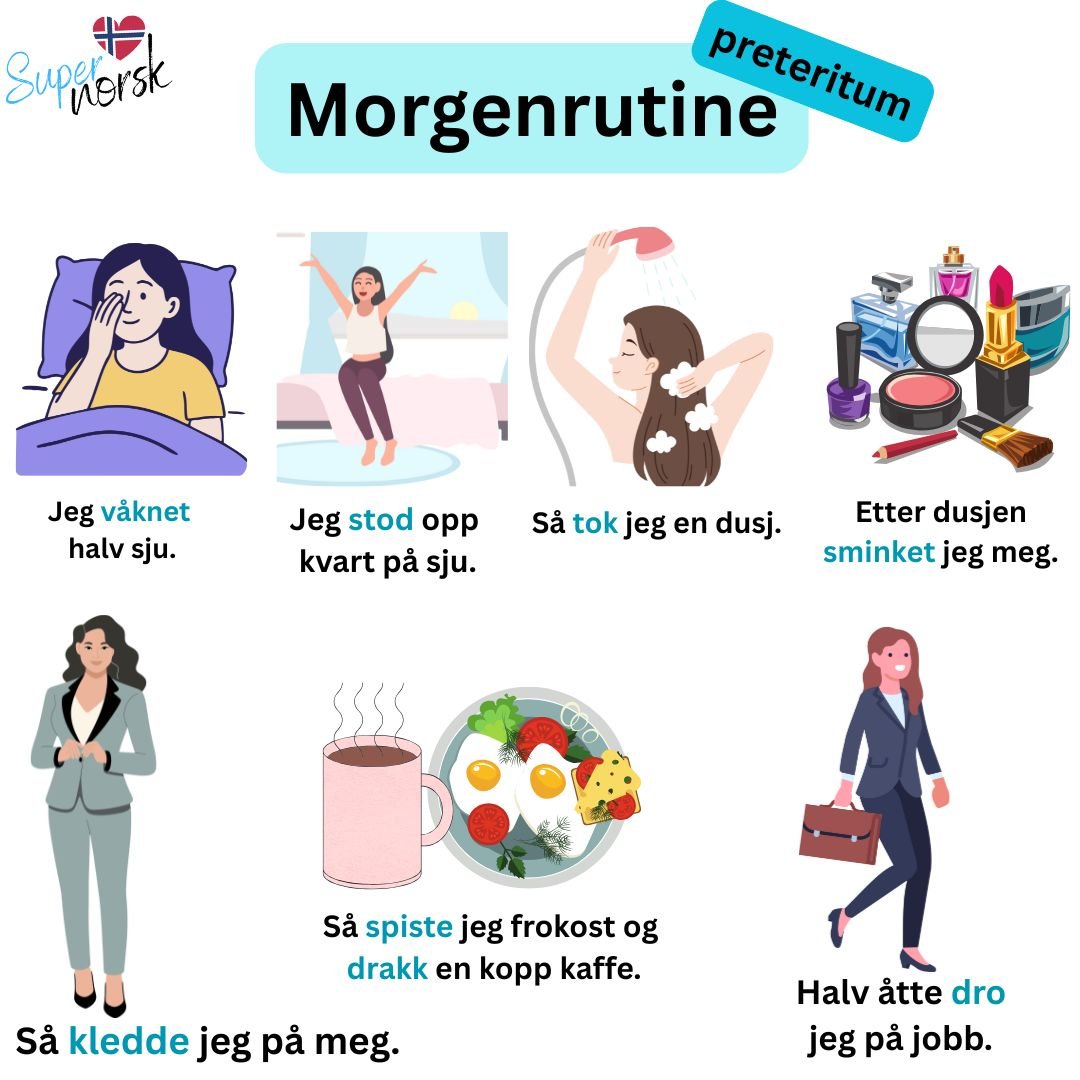 Hva gjorde du i morges? Morgenrutine i preteritum