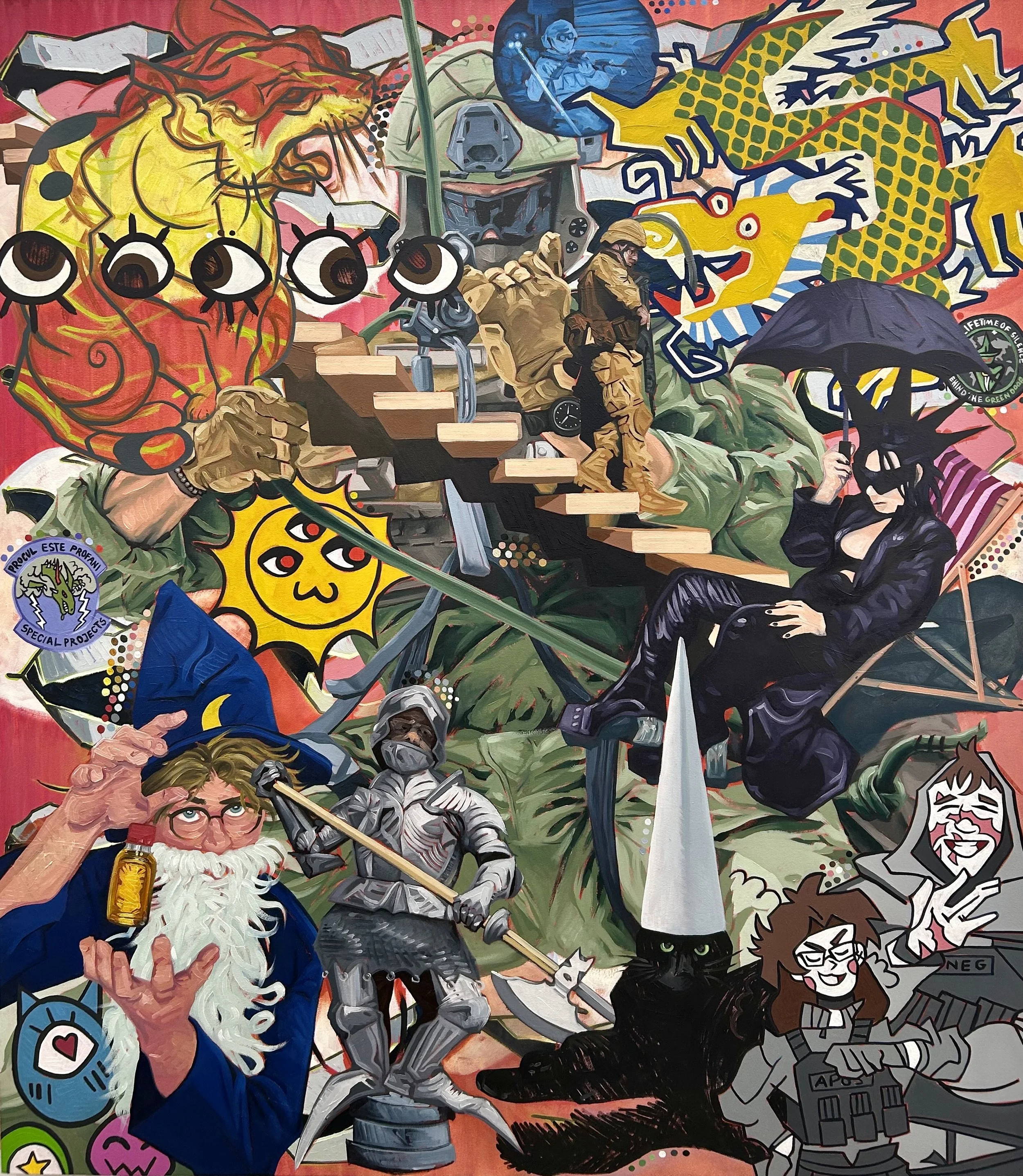 "Dunce Cat" 2026, oil on canvas, 63 in x 55 in