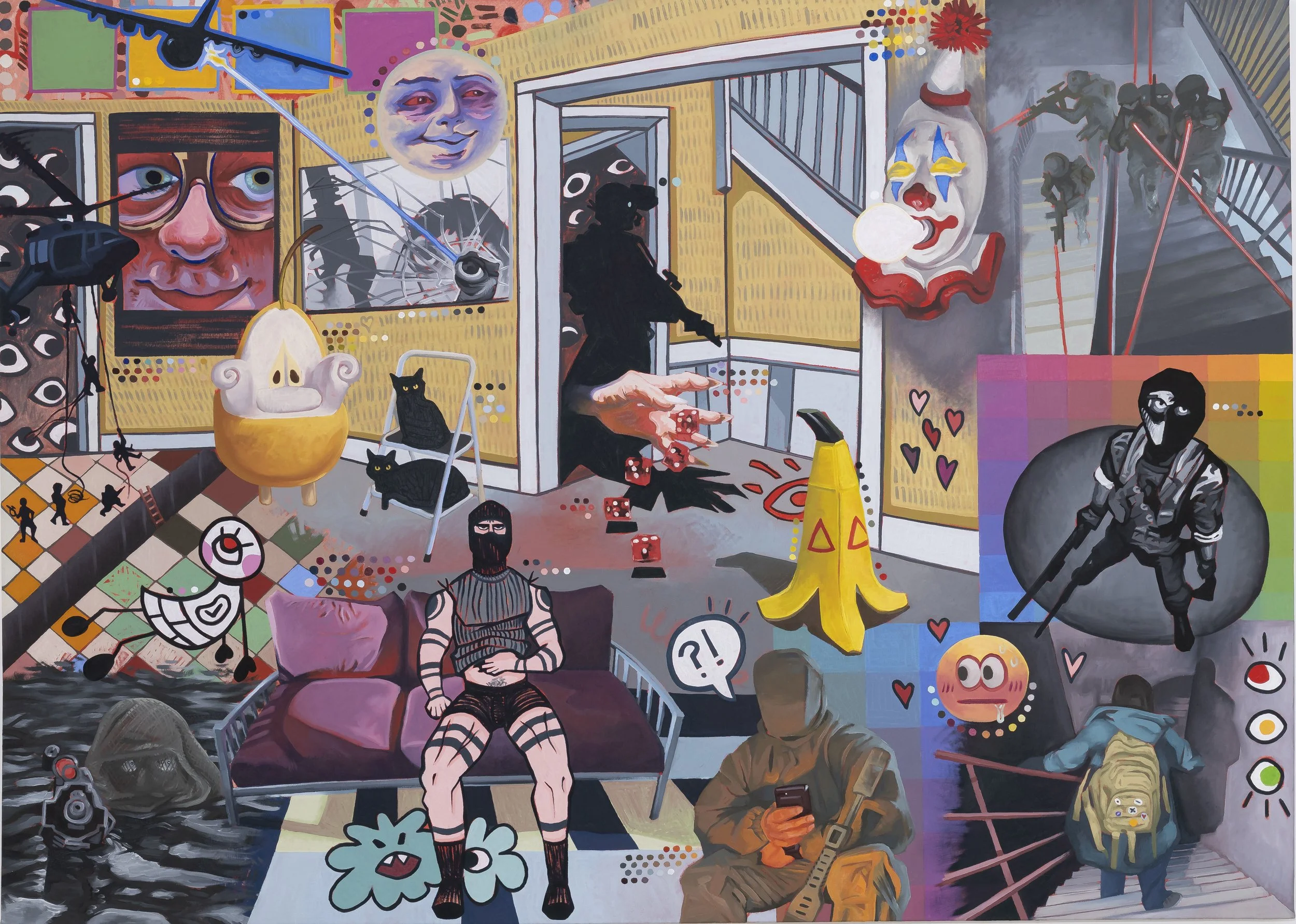 "My Shadow And Me" 2025, oil on canvas, 44 in x 62 in