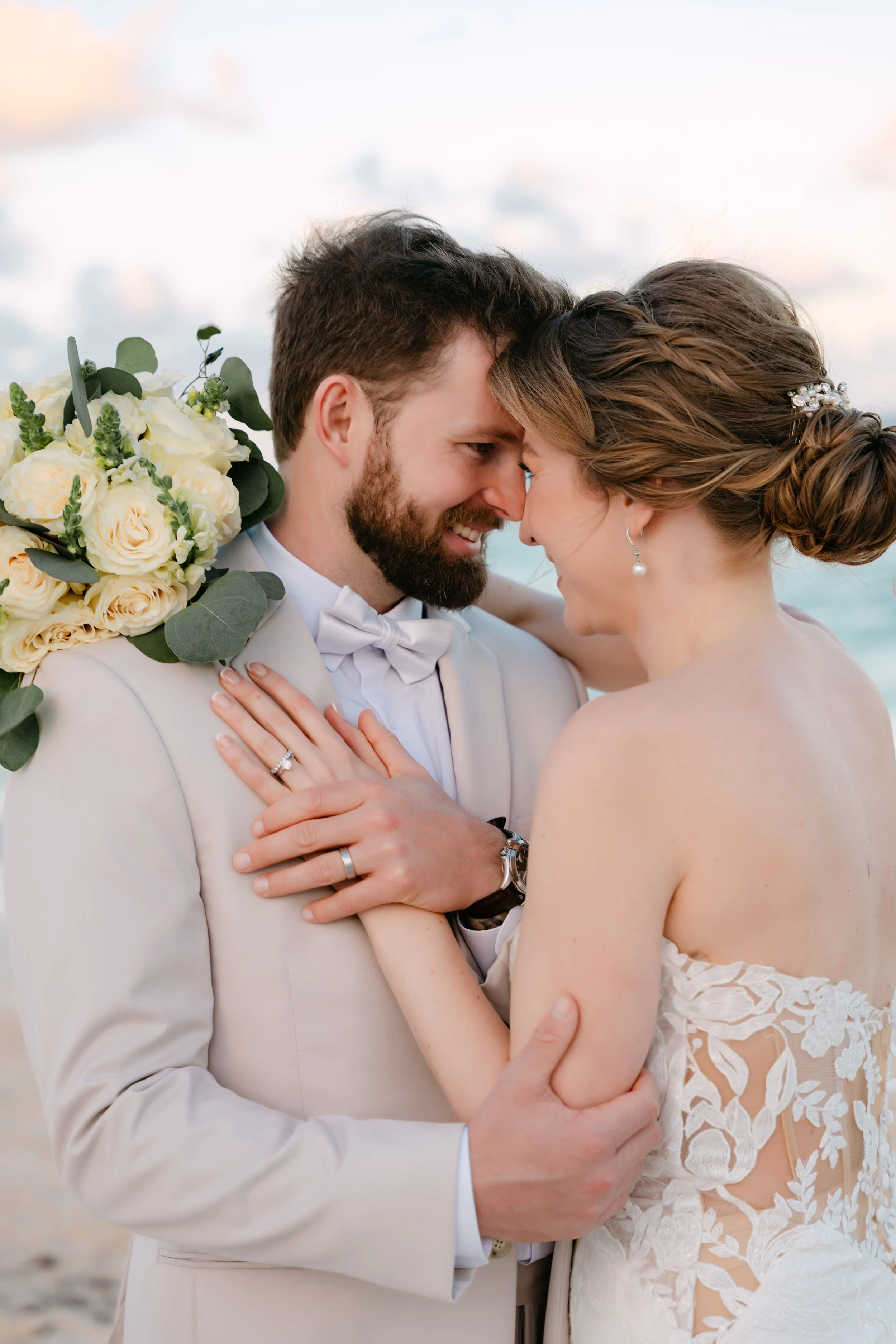 Bride and groom during their Dreams Royal Beach wedding ceremony in Punta Cana