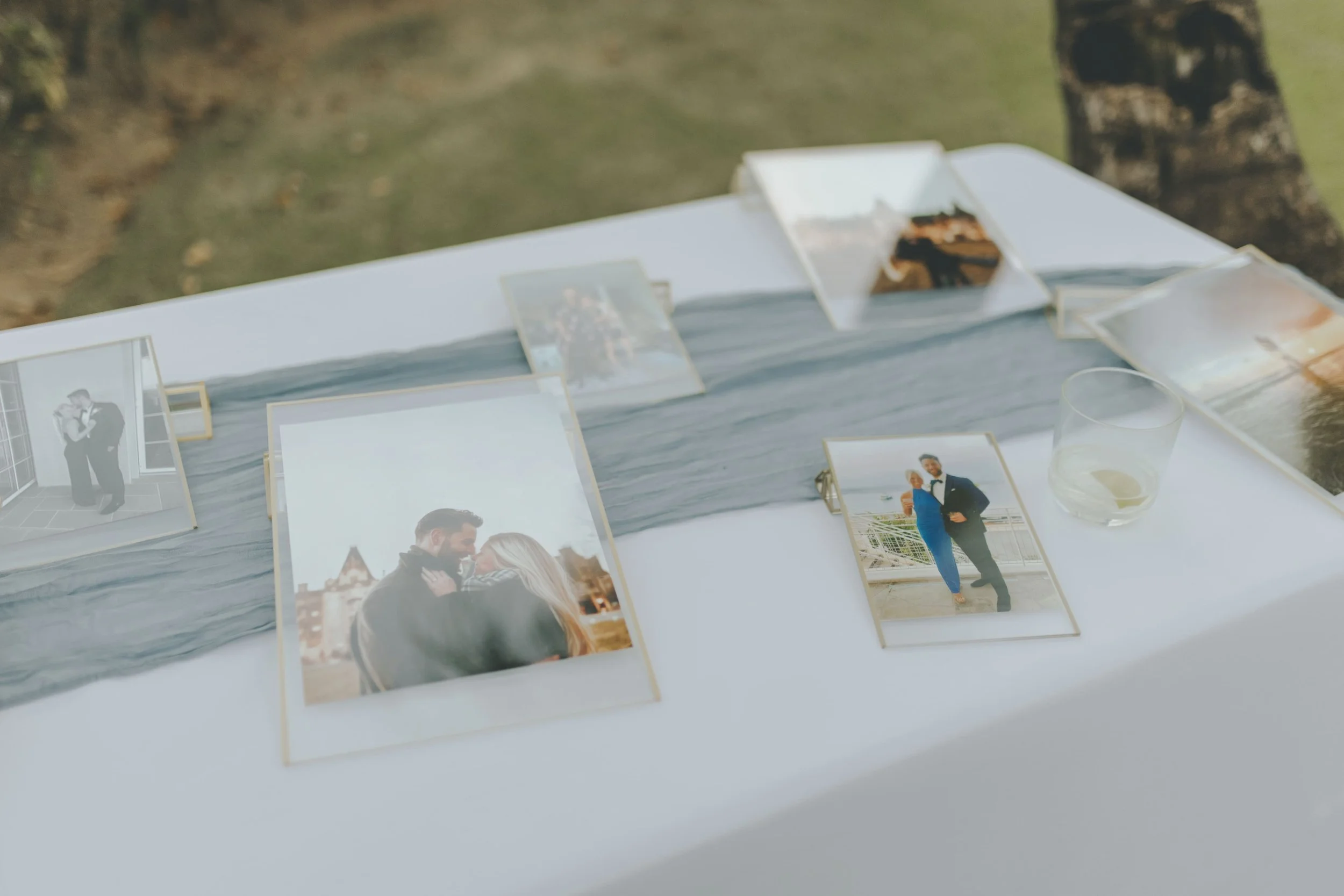 Wedding guest book table with Polaroid photos at a Punta Cana wedding