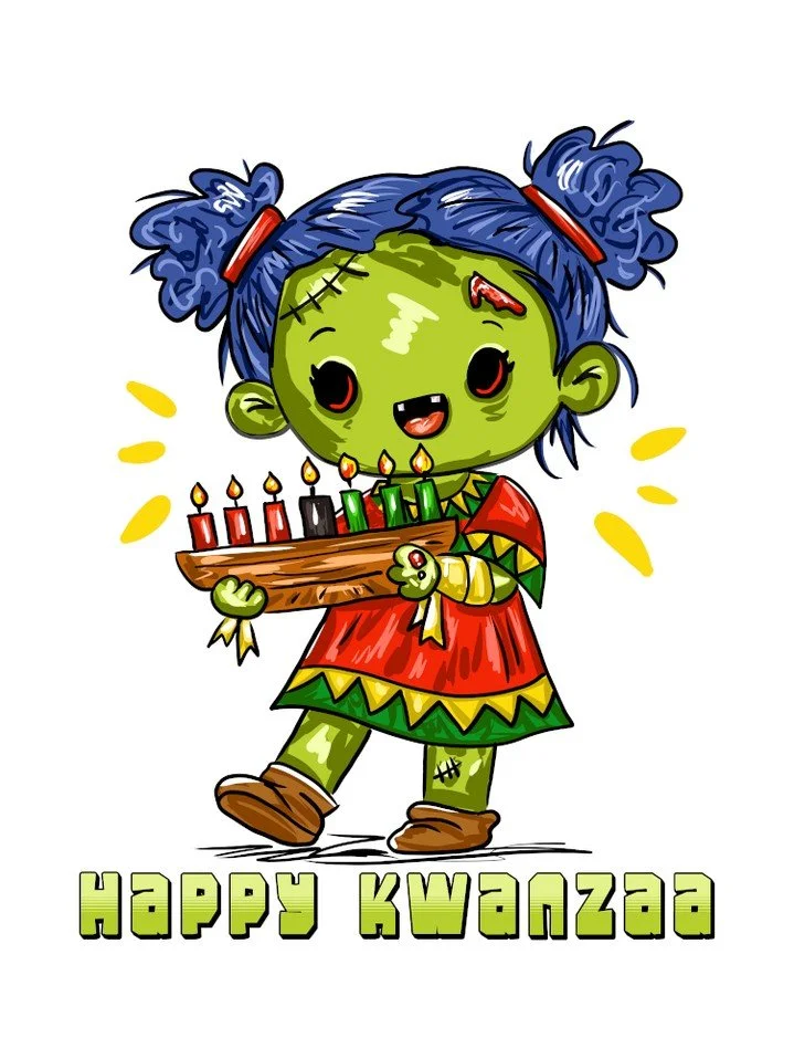 And Kwanzaa celebrations are coming too! All links in bio. Available at my Dashery shop, Redbubble, TEEPUBLIC, and Zazzle.
#myart #handdrawn #zombie #kwanzaa
https://shop.iamhrsinclair.com/products/100484250-cute-zombie-kwanzaa-girl-t-shirt