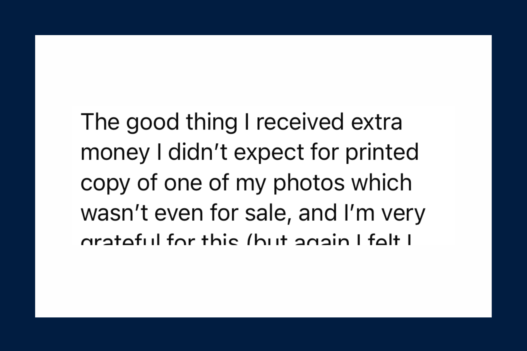 Extra money received for a photo that was not even listed for sale.
