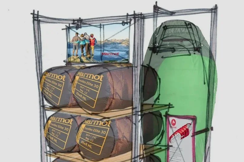 Marmot REI Sleeping Bag Display