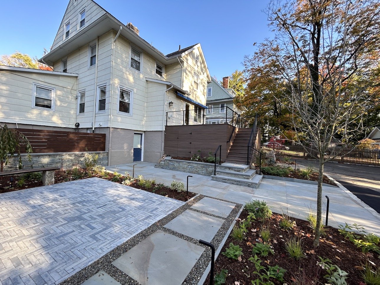 Outdoor patio with herringbone pattern.jpg