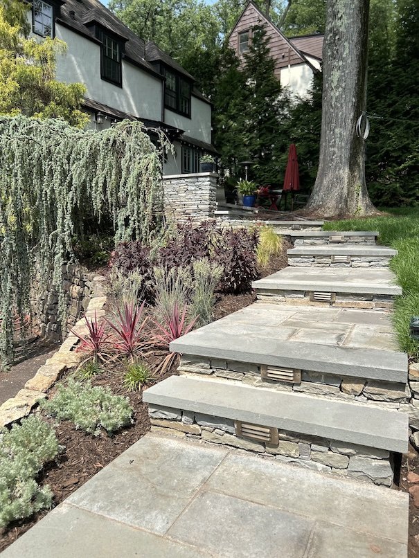 Stone entrance walkway with native plantings in NJ home.jpg