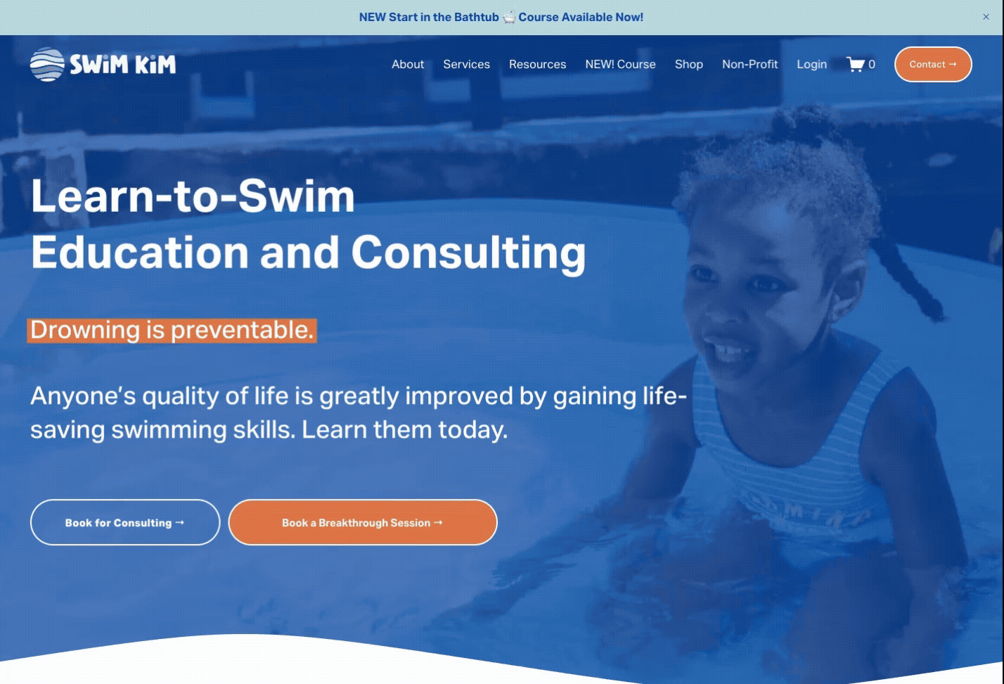 Online Swim Education Website on Squarespace by Celestine Fabros
