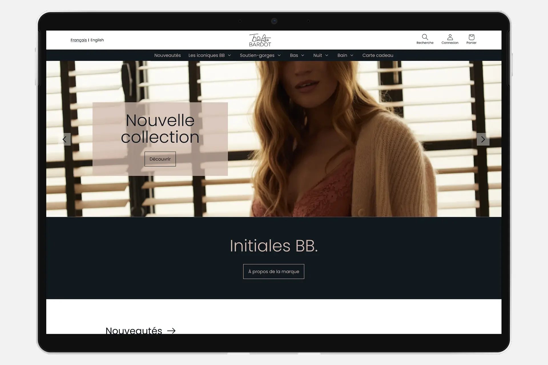 Header de la home page du site Brigitte Bardot Intimate (Lingerie & bain)
