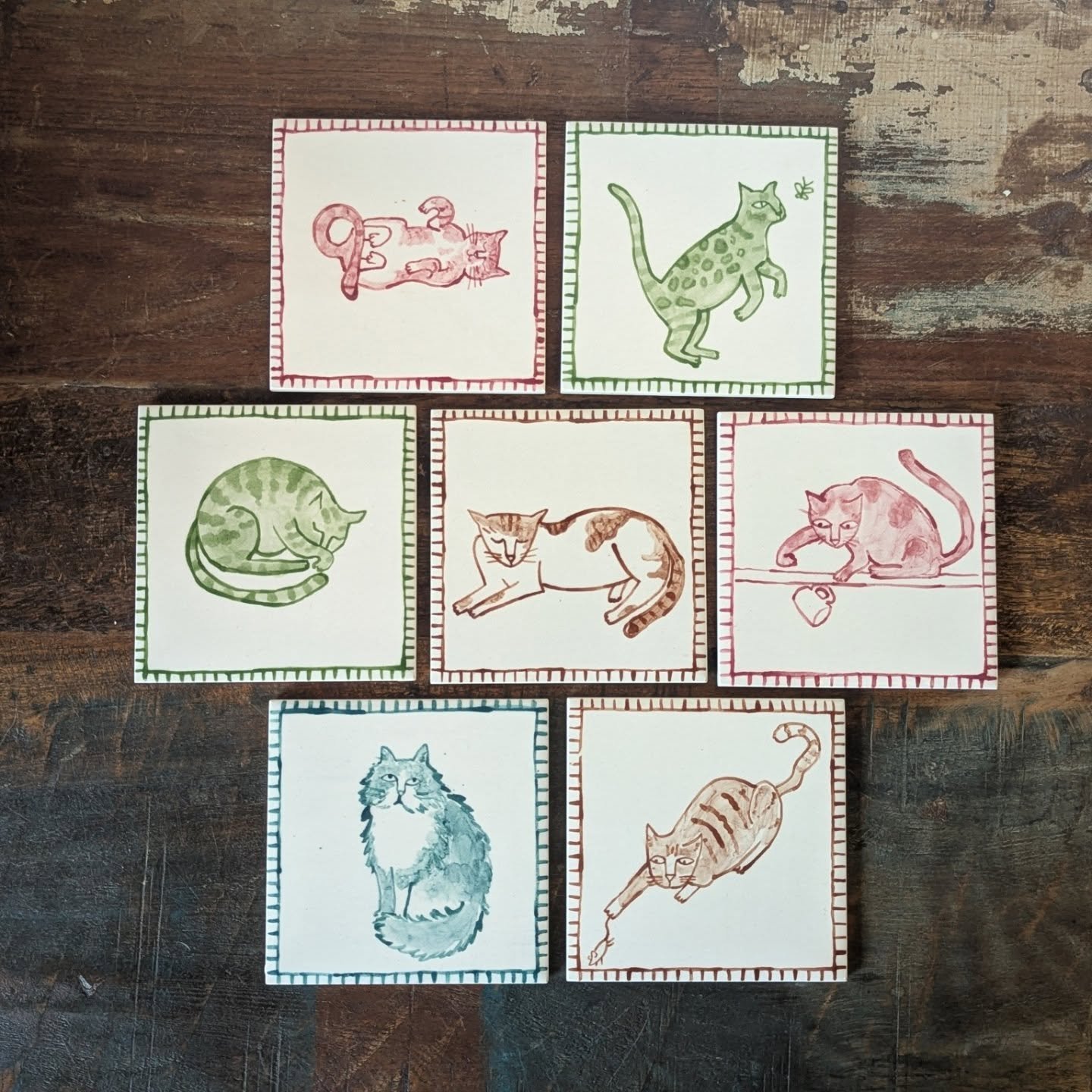😺A small gathering of cats, captured on tiles.
These tiles were made as a commission, each one decorated to reflect a much-loved feline personality😺
I had so much fun making these!
.
.
.
.
#NicolaHardinghamArt #CeramicTiles #CatTiles #HandbuiltCera