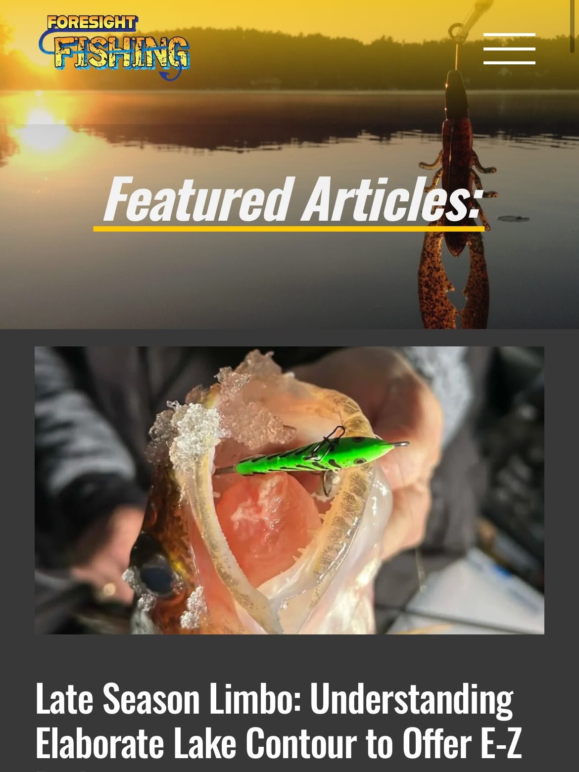 There&rsquo;s a 🚨 NEW ARTICLE 🚨 available on Foresight-Fishing.Com that goes into detail on understanding fish activity and breaking down complex contour. With the end of ice fishing season on the horizon, many anglers find themselves going north t