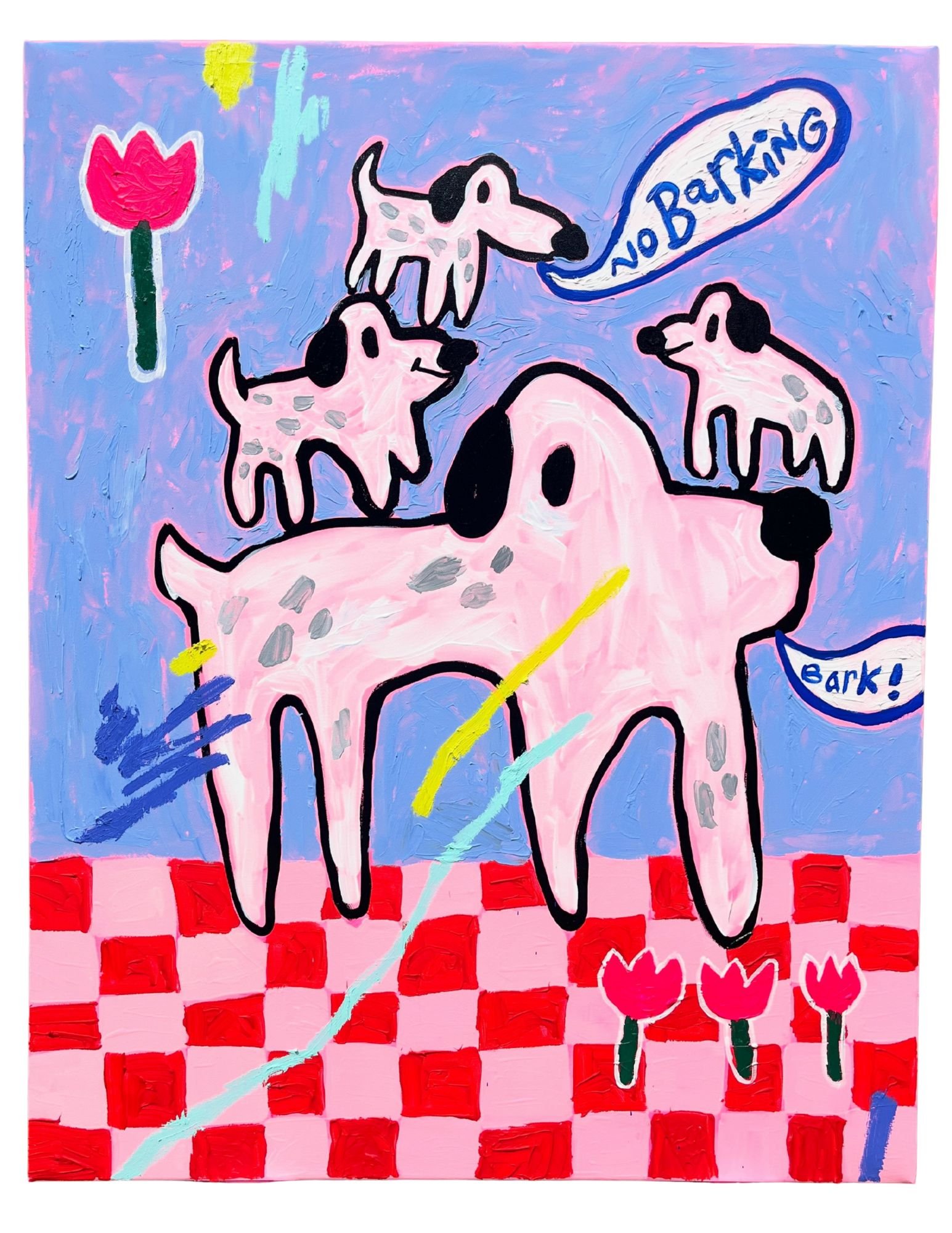Dog Party| Acrylic and Oil Stick on Canvas | 30 x 37 in. | 2025