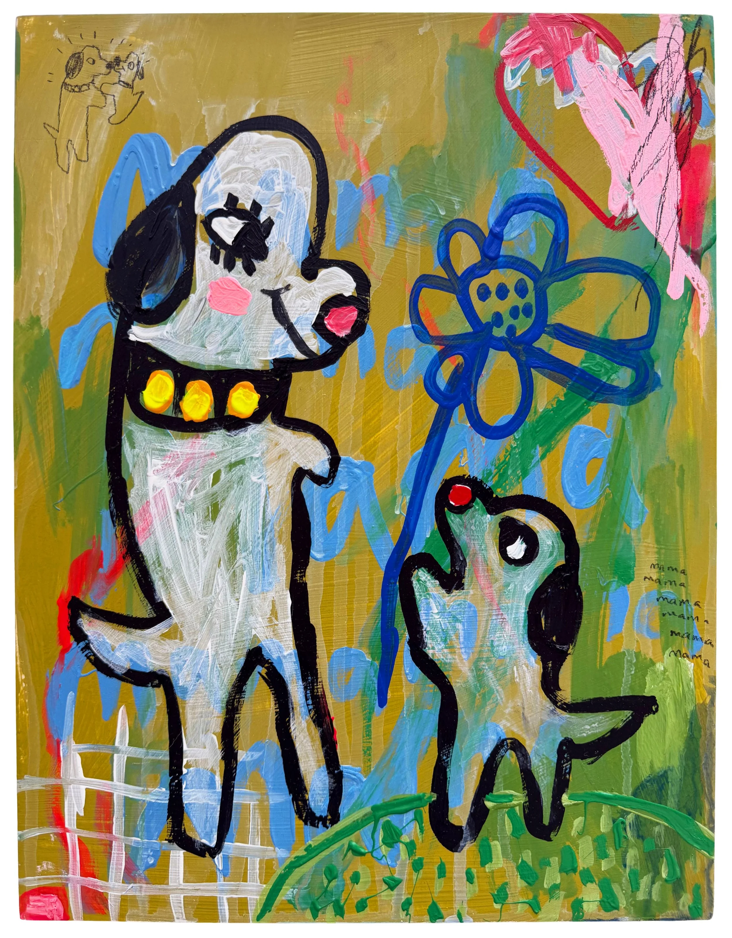 Mama Mama Mama Mama Mama Hi | Acrylic and Graphite on Wood | 11 x 14 inches | 2026
