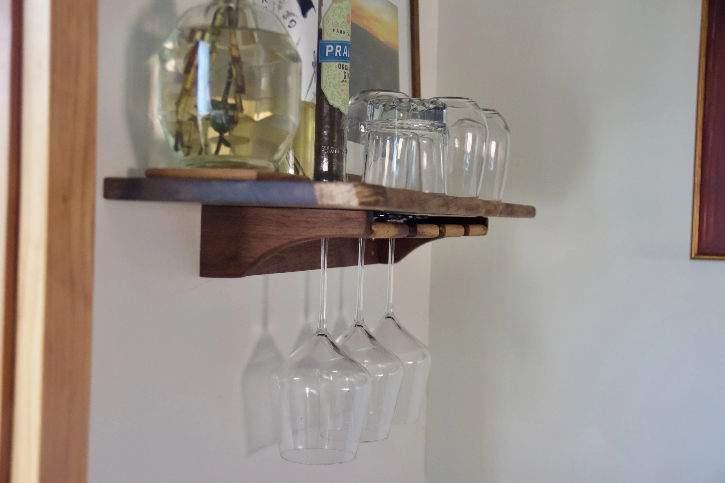 Custom wine glass shelf