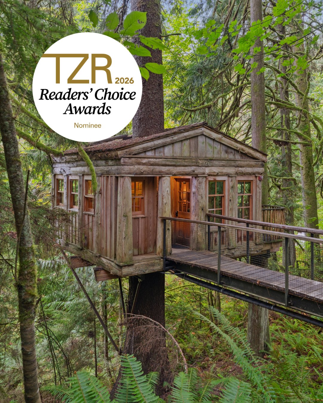 We've been nominated for @thezoereport&rsquo;s Best Treehouse Stays of 2026! 🌲✨️ ⁠
⁠
Treehouse Point is a moody bed and breakfast located just 30 minutes from Seattle, Washington where the "rooms" are actually 7 private treehouses. ⁠We've 