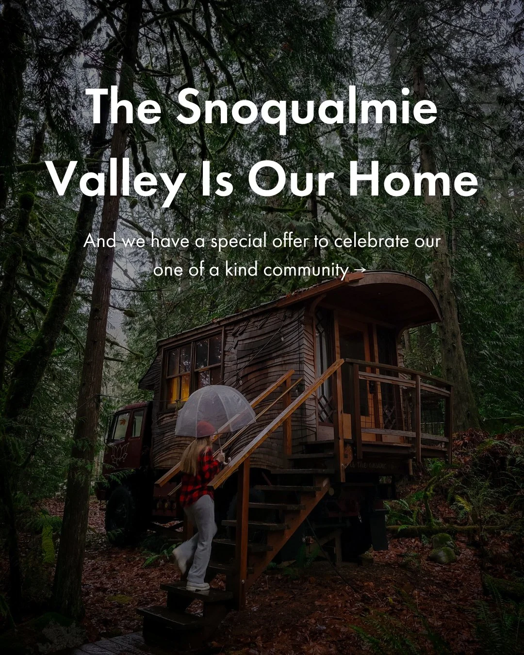 LOCALS WEEK AT TREEHOUSE POINT! 🌲✨️⁠
⁠
We are so excited to announce a special deal that celebrates our local community! The Snoqualmie Valley is a huge part of Treehouse Point's heart and soul, and we've been wanting to offer something sweet to our