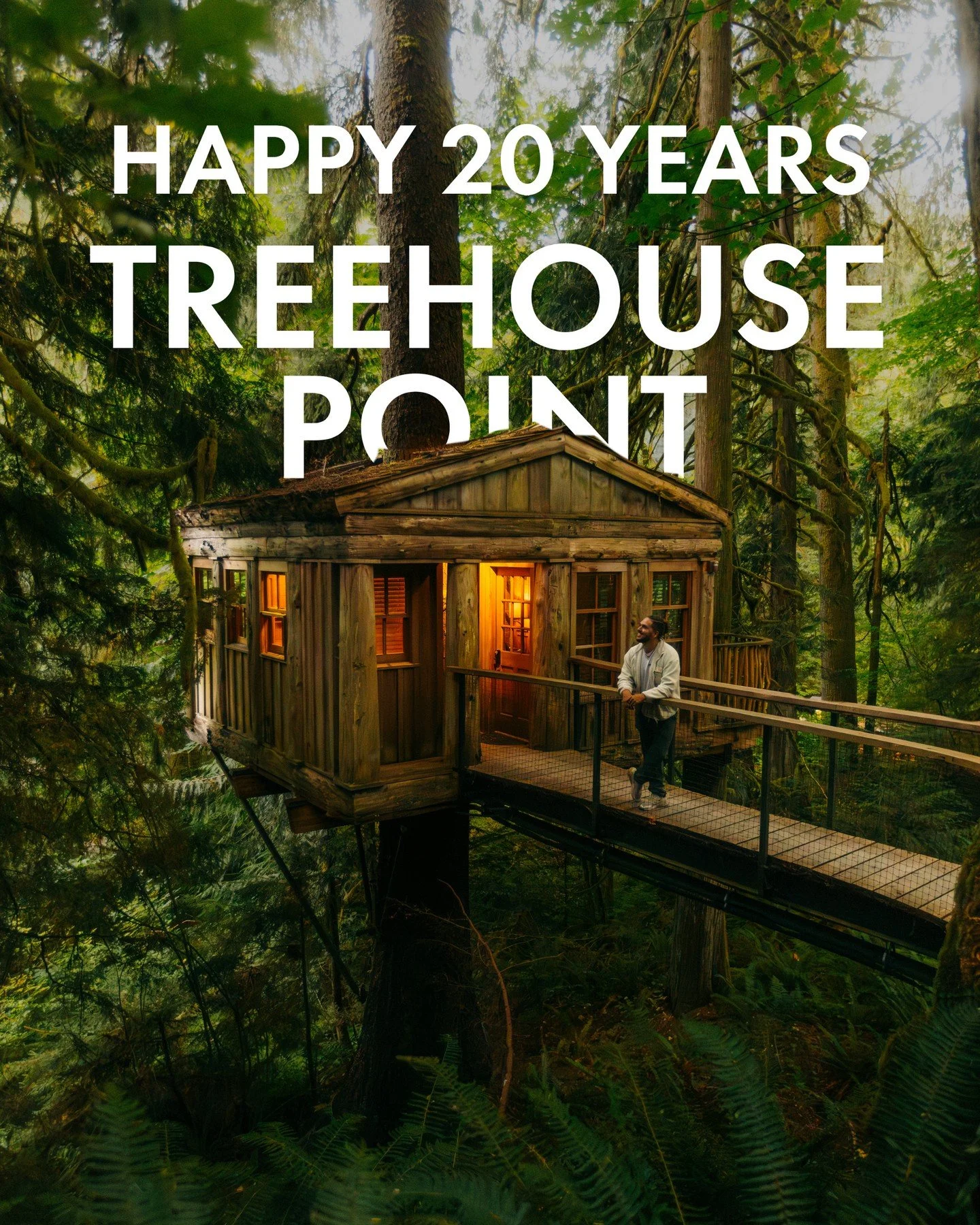 Happy 20 year anniversary of Treehouse Point! In April of 2006 @treehousepete &amp; @treehousejudy purchased a small plot of land tucked between the Raging River and the Preston-Fall City road. They built a single treehouse on it: Temple of the Blue 