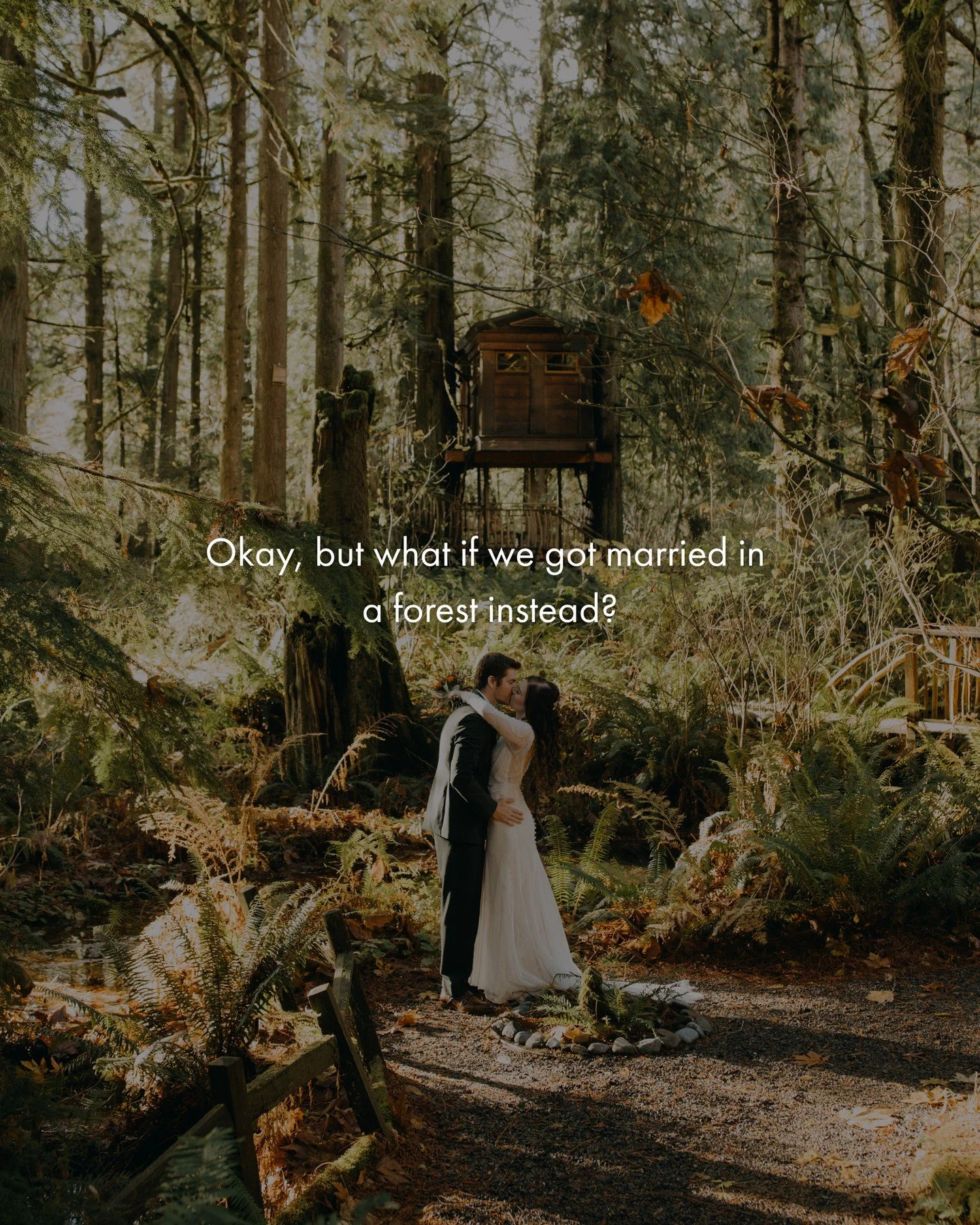 What if we eloped in the trees? 🌲⁠
⁠
Treehouse Point is an intimate wedding &amp; elopement venue located in Issaquah, Washington - for couples who crave a celebration in nature. Each season comes with a different sort of beauty, and every wedding t