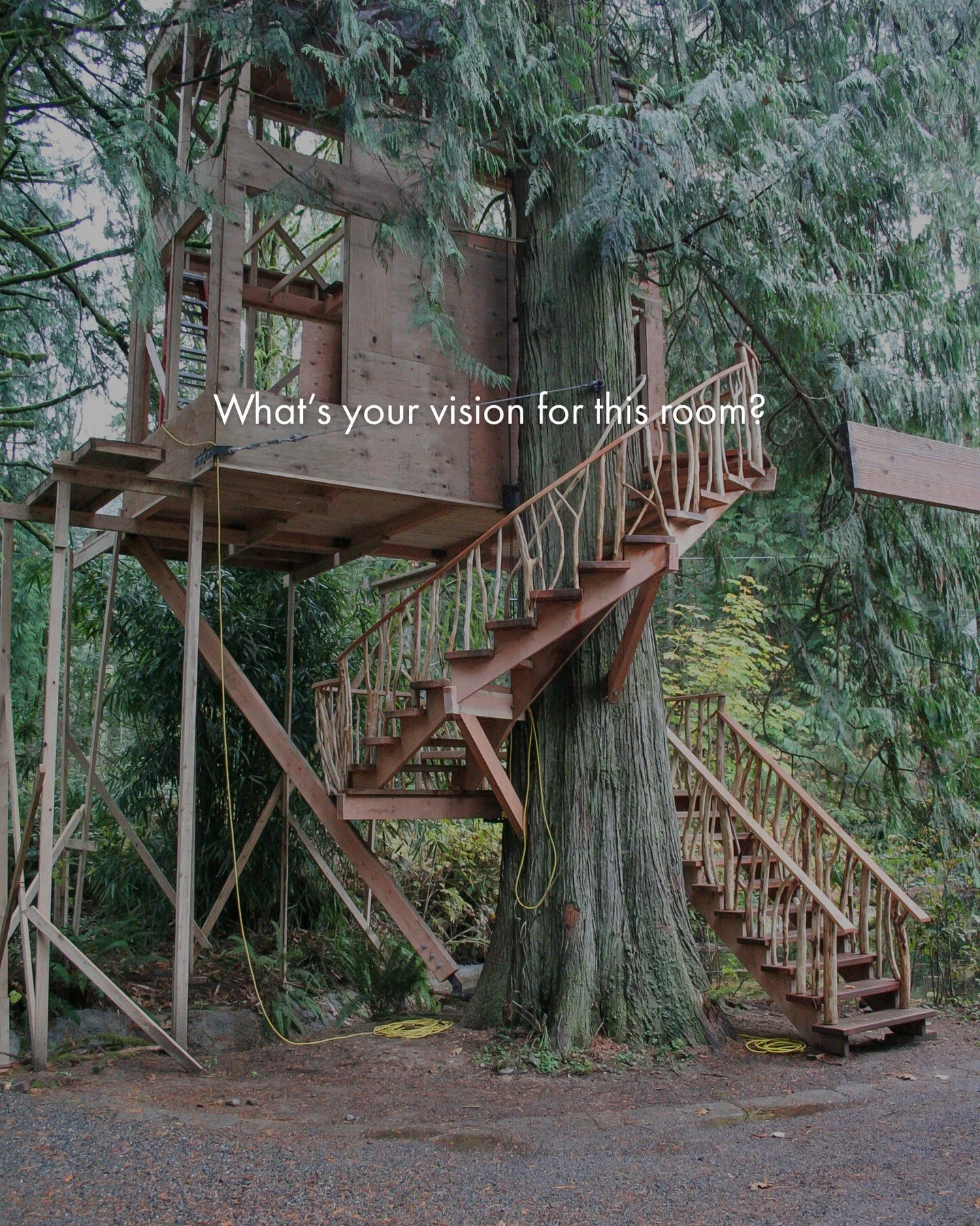 Rare pictures of Trillium before it was a treehouse! 😵&zwj;💫⁠
⁠
Trillium is our beloved two-story treehouse at the heart of Treehouse Point, with over 80 window panes, a pirate ship ladder up to the loft, and a beautiful staircase that curves aroun