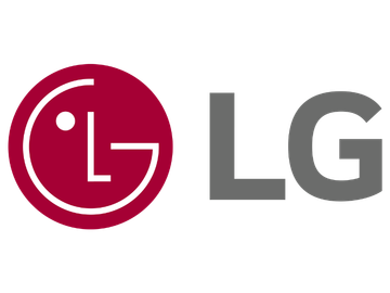 LG logo featuring a maroon circular icon with a stylized face and the word 'LG' in gray next to it.