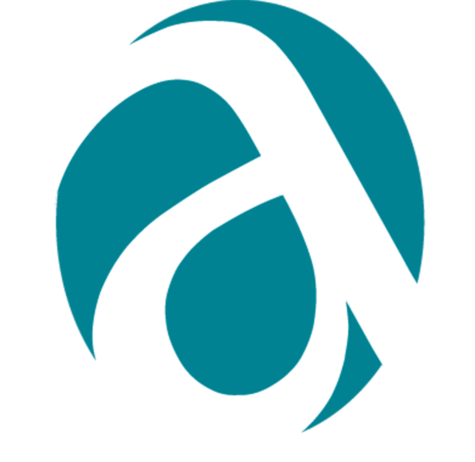 Close-up of a teal and white stylized Aquasyn logo on a white background.